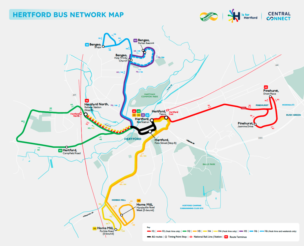 Hertford Bus Network map