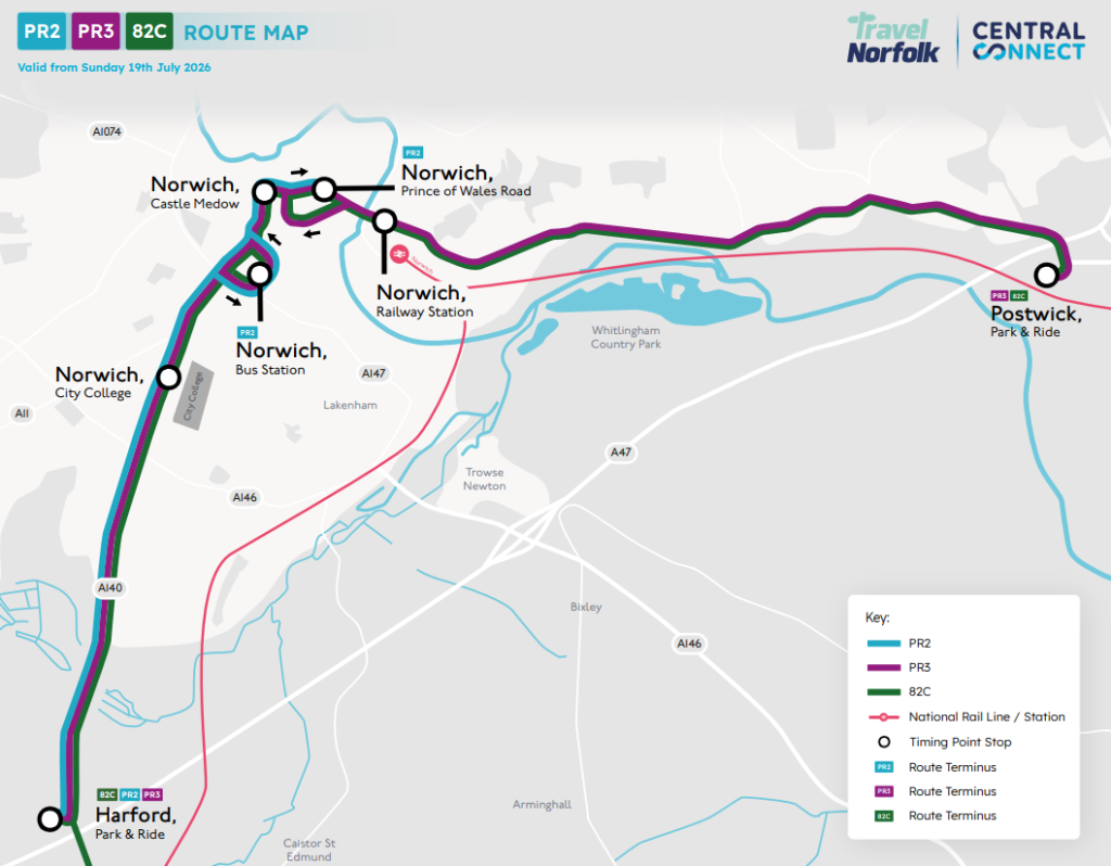 Norwich P&R Map